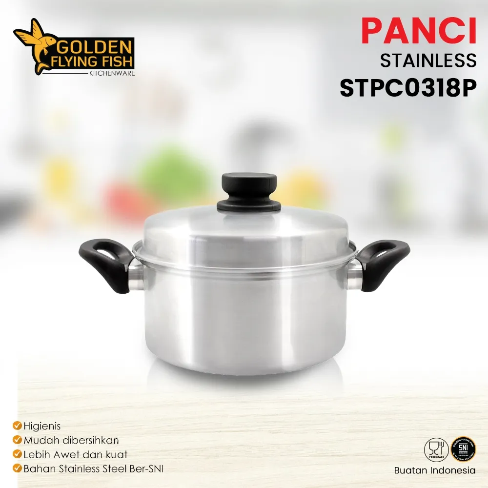 Arwana Houseware Panci Stainless Steels 18cm STPC0318P - Golden Flying Fish
