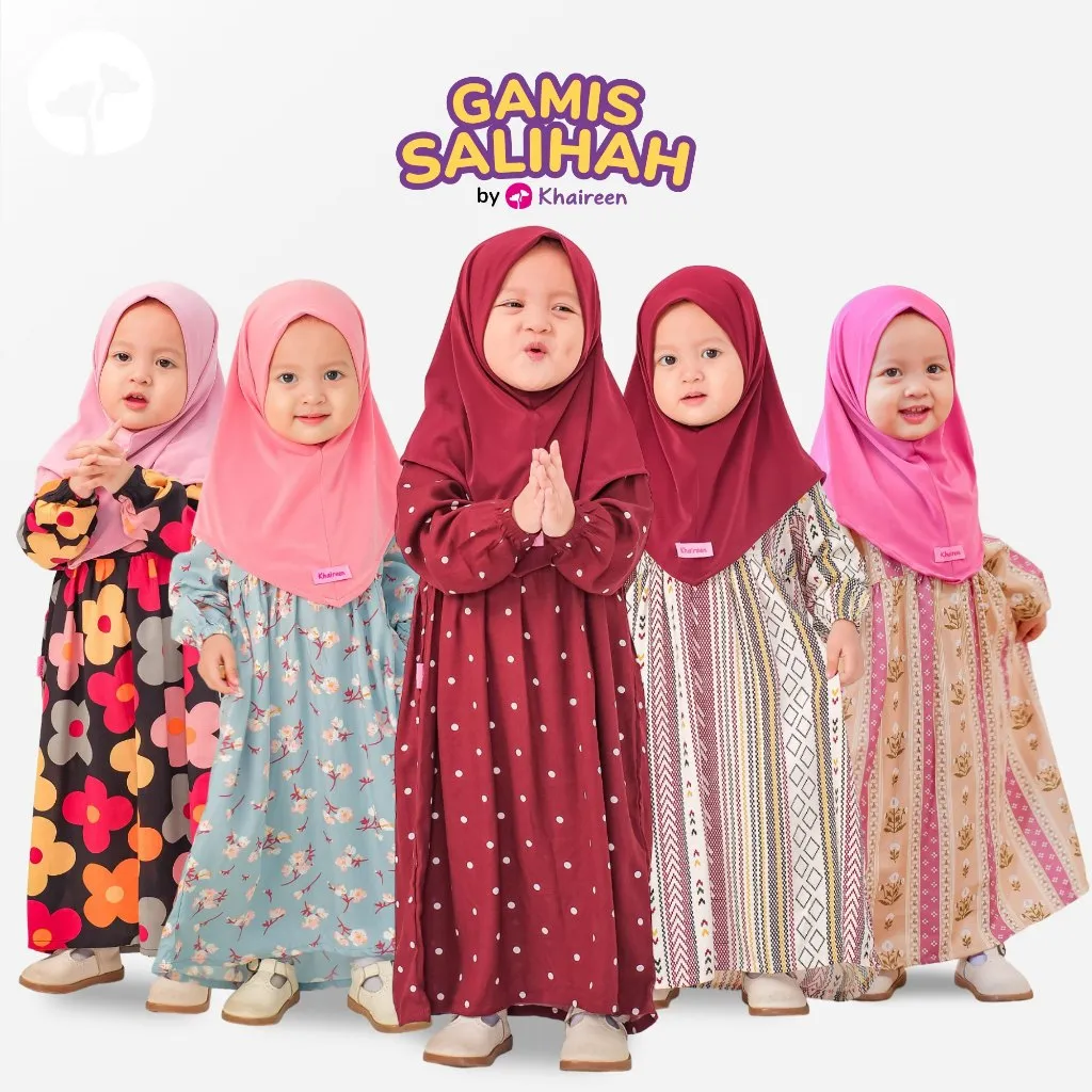 KHAIREEN Gamis Salihah (0-10 Tahun) Gamis Rayon Motif Anak Gamis Aqiqah