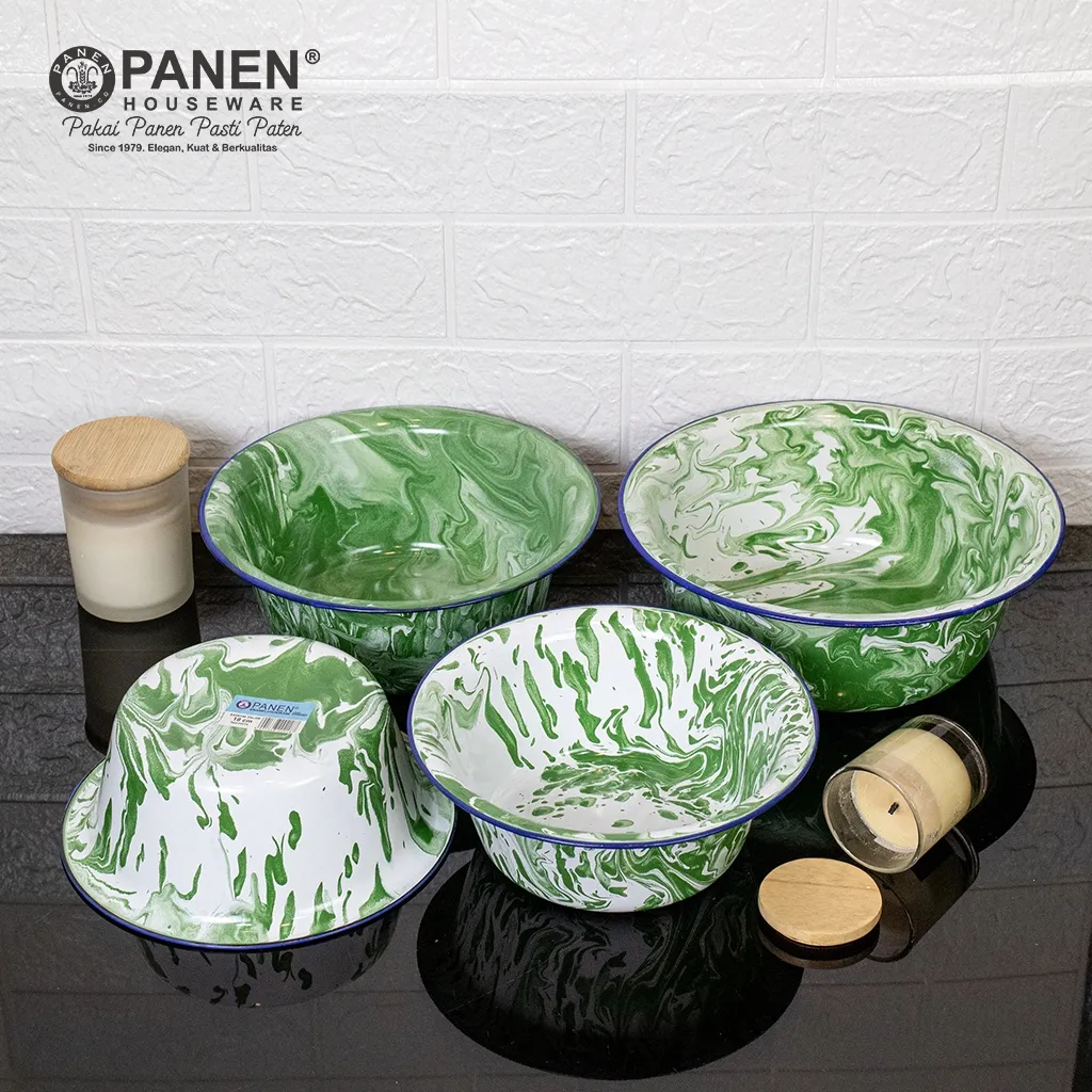 Panen Baskom Dalam Enamel Sekar / Mangkuk Bakso Jadul / Kobokan Blirik Kaleng Seng Lurik Serbaguna