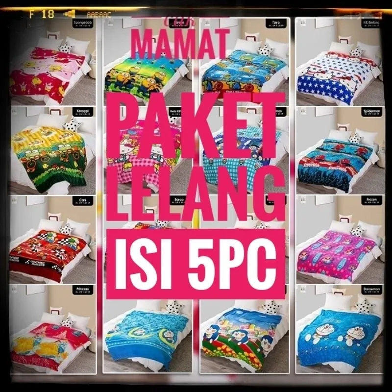 selimut dewasa karakter paket hemat isi 5pc