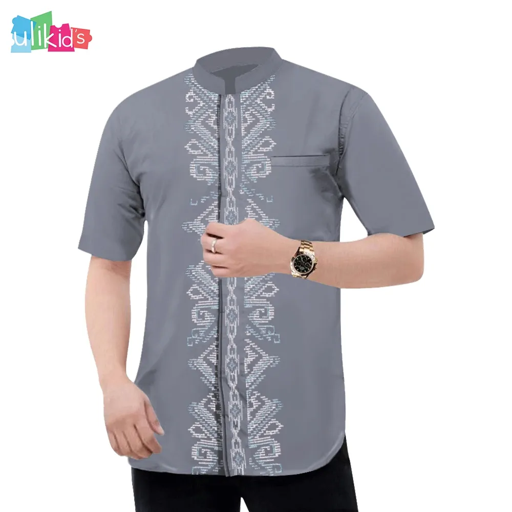 Ulikids Kemeja Koko Kurta Pria Dewasa Lengan Pendek Kombinasi Premium Bordir Batik Terbaru Dan Terlaris Lebaran 2024