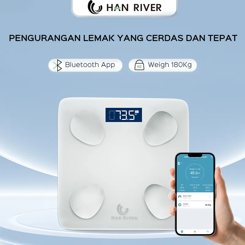 HAN RIVER Timbangan Badan Digital Timbangan Digital Body Fat 180KG Timbangan Badan