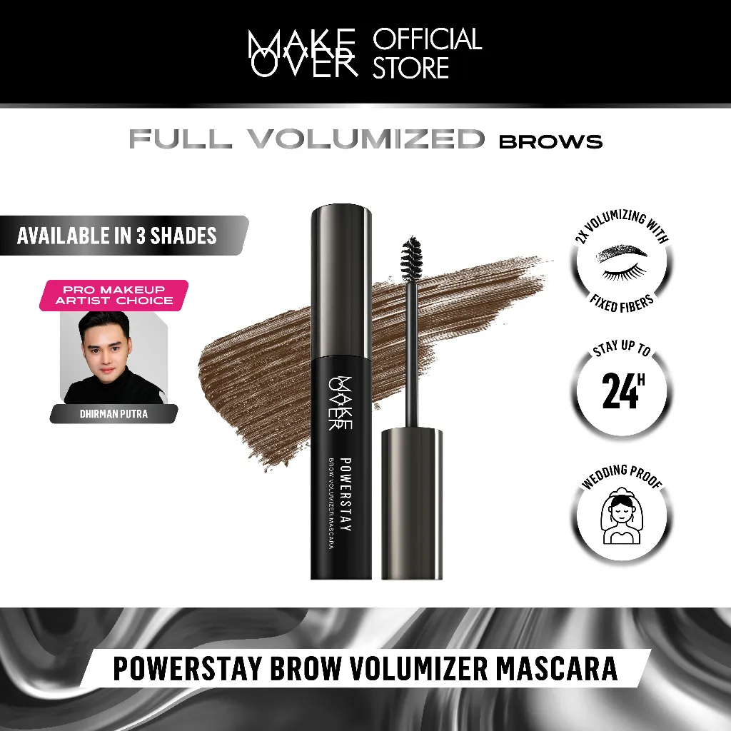Make Over Powerstay Brow Volumizer Mascara 5 g - Browcara, Eye Brow Mascara, Maskara Alis Waterproof