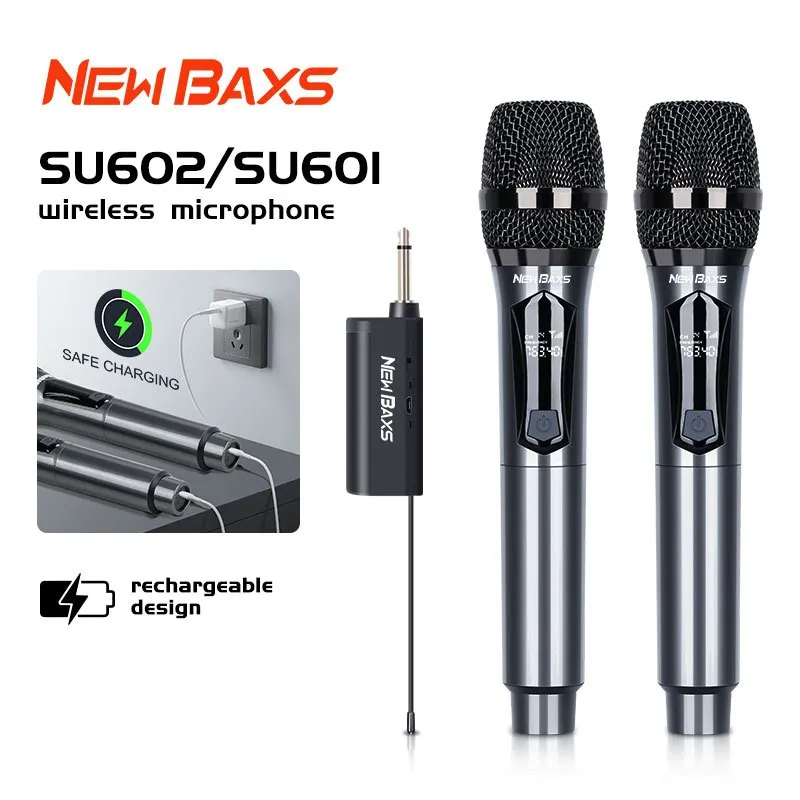 NEW BAXS SU601/SU602 wireless microphone rechargeable hand held microphone UHF deployment Plug and Play Singing Equipment Home Entertainment Audio Equipment Mic wireless murah
