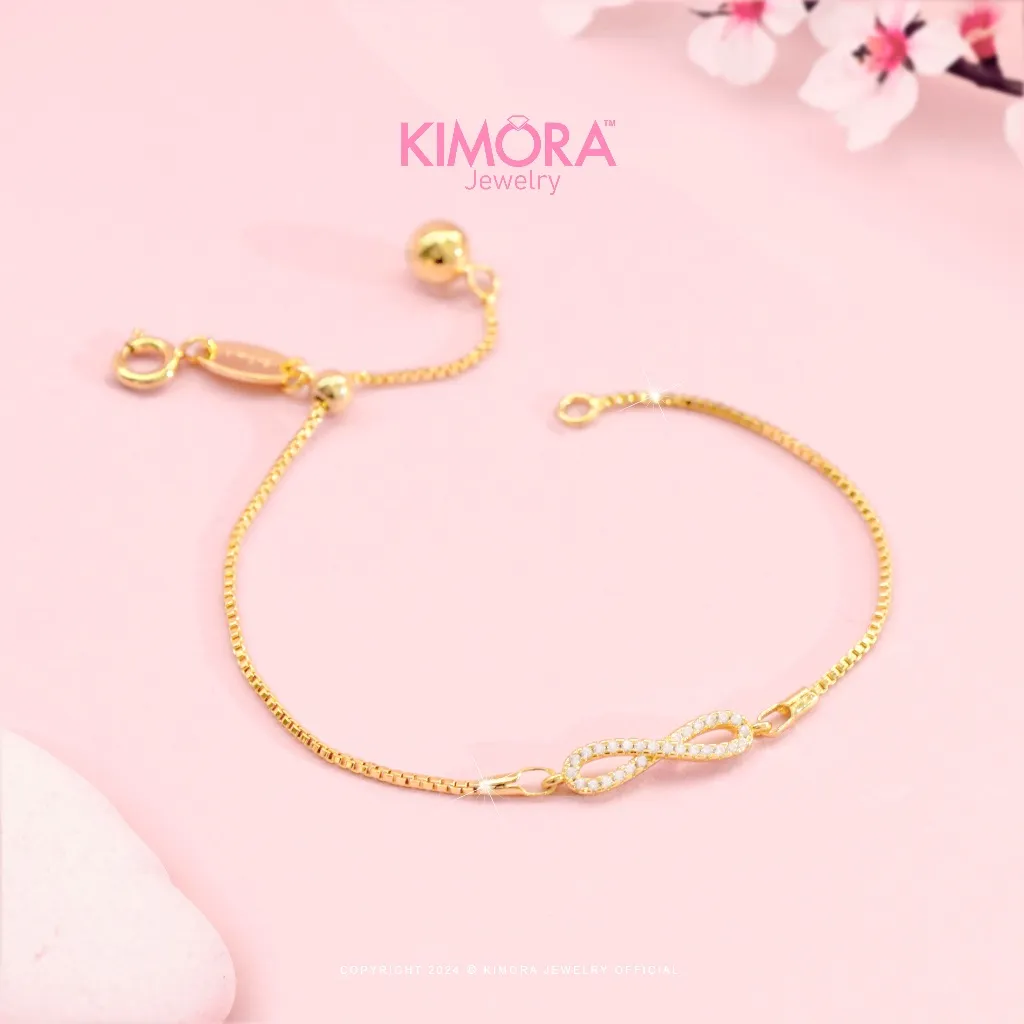 Kimora - Gelang Serut Rhodium Wanita Infinity Isla Gold Plated 18k Gtr497