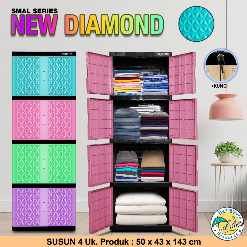 Tabitha Lemari Plastik Murah Lemari Baju 5 Susun Mini - Small New Diamond
