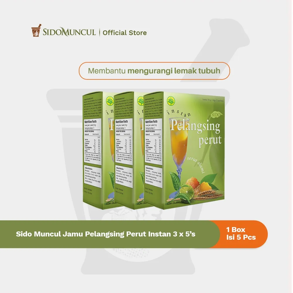 Jamu Pelangsing Perut Instan 3x5’s - Membantu :  Mengurangi Lemak Tubuh, Melancarkan Buang  Air Besar