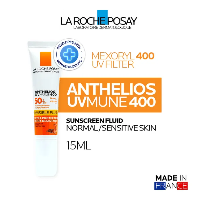 La Roche Posay Anthelios UVMune 400 Invisible Fluid SPF50+ PA++++ 15ml - Sunscreen Kulit Normal/ Sensitif