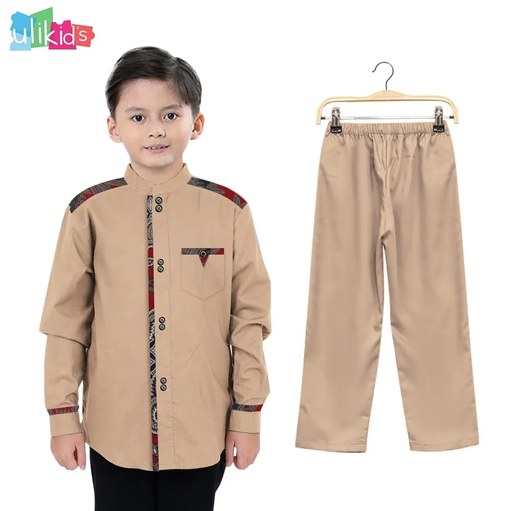 Ulikids Baju Setelan Koko Anak Kombinasi Batik Pakistan Anak Laki-Laki 4 Tahun - 10 Tahun Lengan Panjang Terlaris 2023