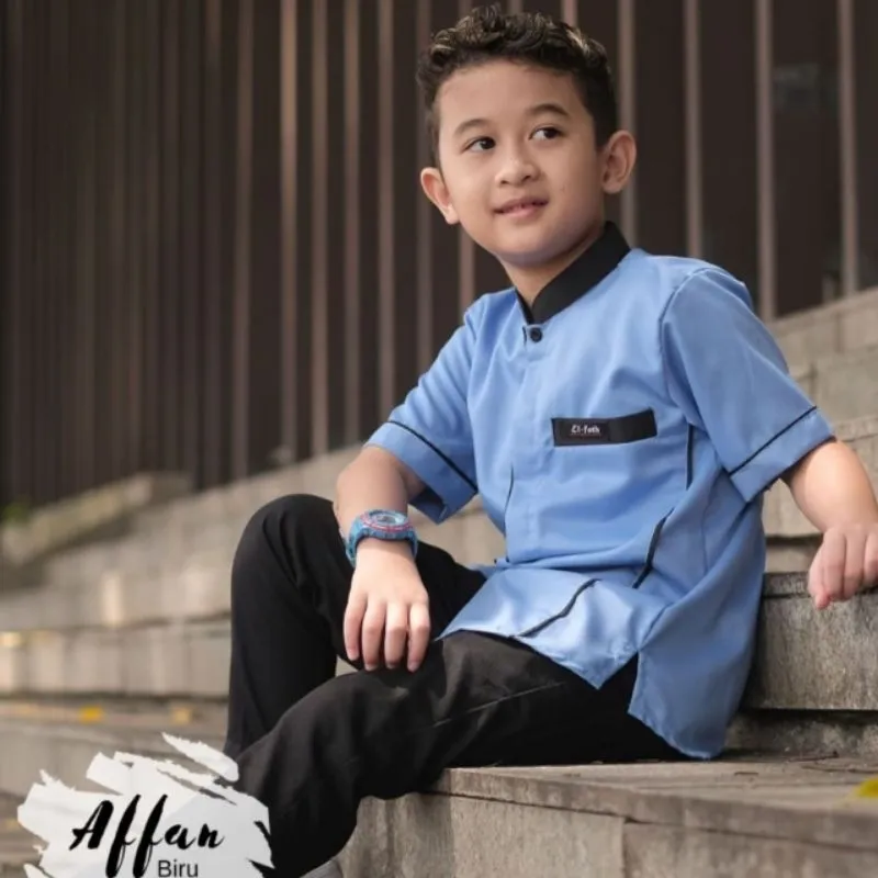 Baju Koko Anak Laki-Laki Lengan Pendek 1-10 Tahun Setelan Baju Koko Premium Koko Affan - El-Fath