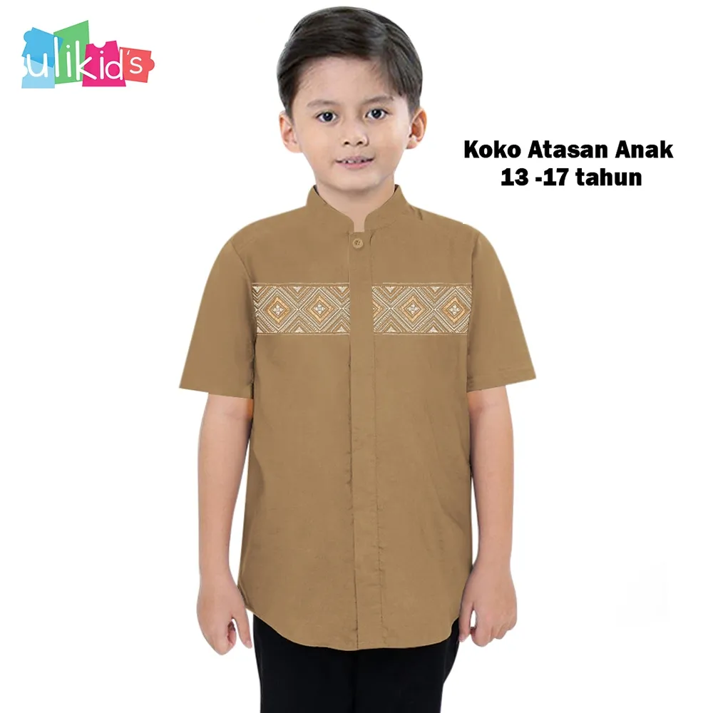 Ulikids Koko Remaja Pria Anak Laki-Laki Kemeja Koko Pendek Usia 13 - 17 Tahun Kombinasi Bordir Batik Exclusive Bahan Katun Toyobo Terlaris Dan Terbaru Lebaran 2024