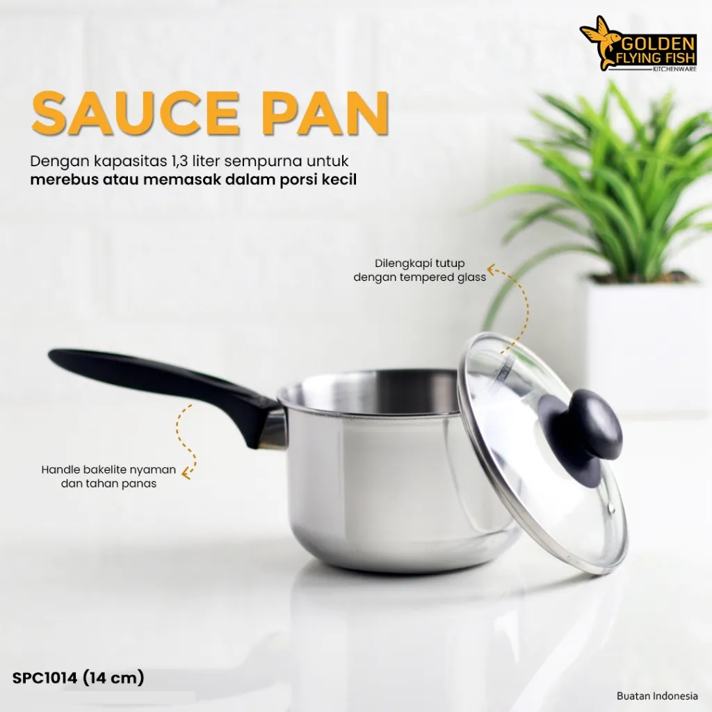 Saucepan Stainless Steel SPC1014 - Golden Flying Fish