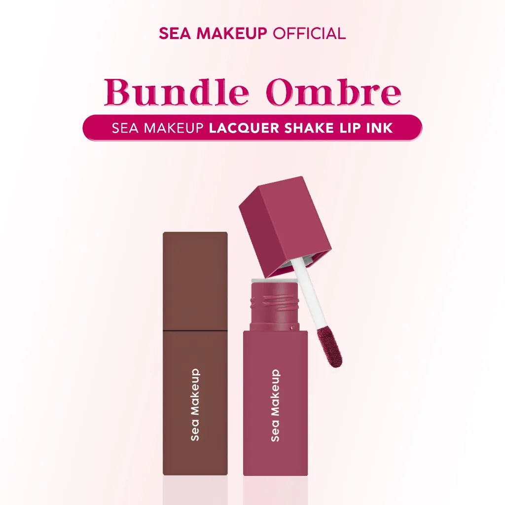 Sea Makeup 2in1 Bundle Ombre Lacquer Shake Lip Ink Waterproof – Lipstick & Lip Cream Make Up Tahan Lama dan Transferproof