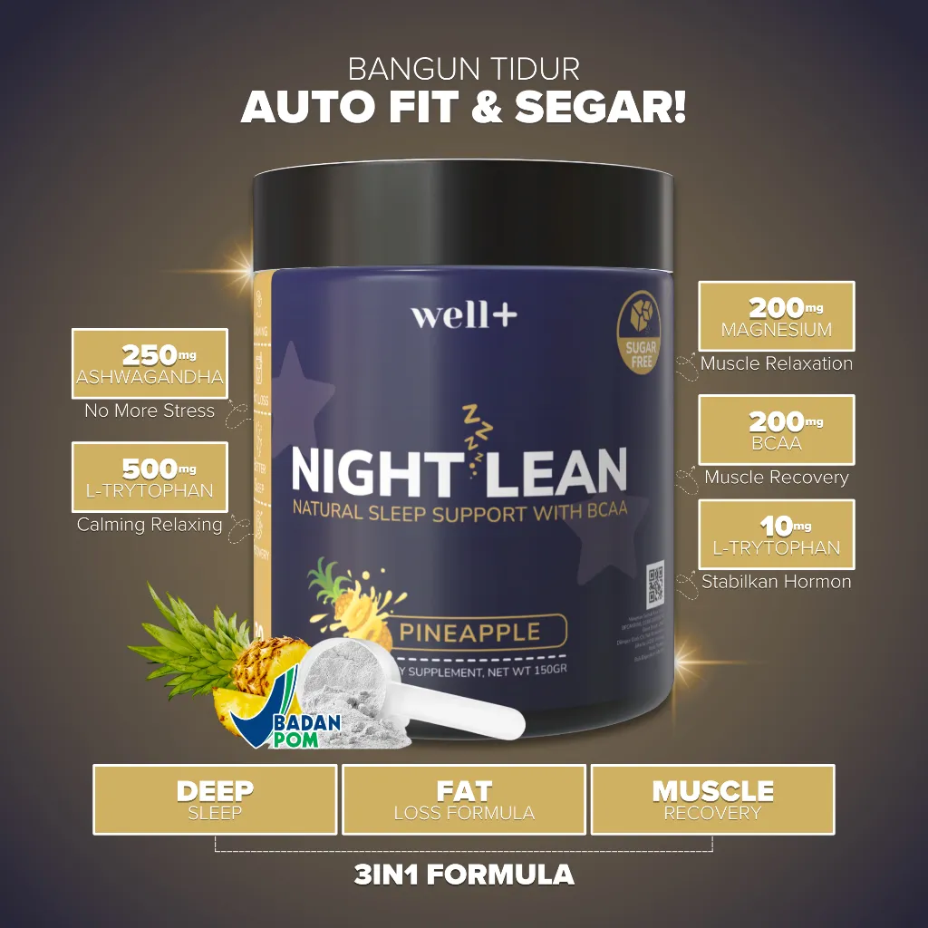 Well+ Night Lean Fat Burner Sleep Support 120 Gram 30 Serving Fat Burner