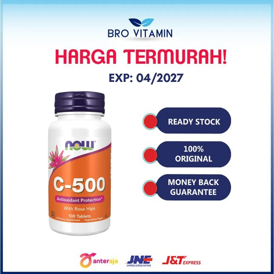 Now Vitamin C 500 100 Tablets l C-1000 Imun daya tahan tubuh