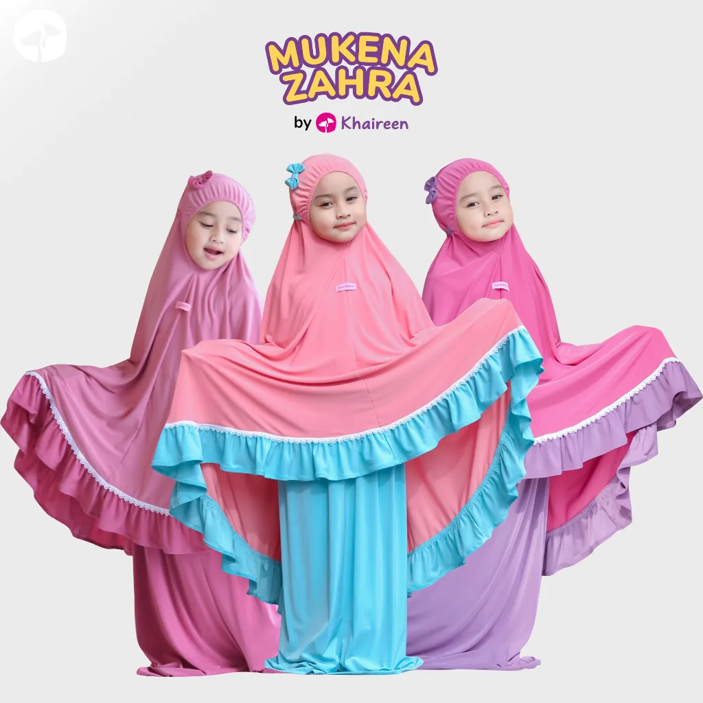KHAIREEN Mukena Zahra (1-8 Tahun) Mukena Anak Polos Jersey Premium Adem Mukena PAUD TK SD