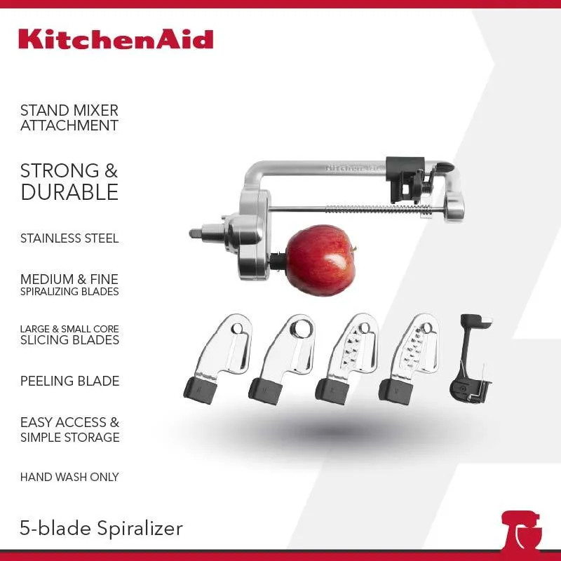 KitchenAid Attachment 5 Blade Spiralizer with peel, core and slice - KSM1APC