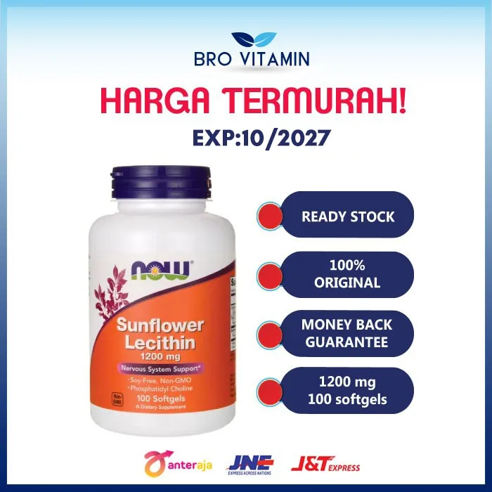 NOW FOODS SUNFLOWER LECHITIN 1200 MG 100 SGELS - 1200mg 100 Softgels