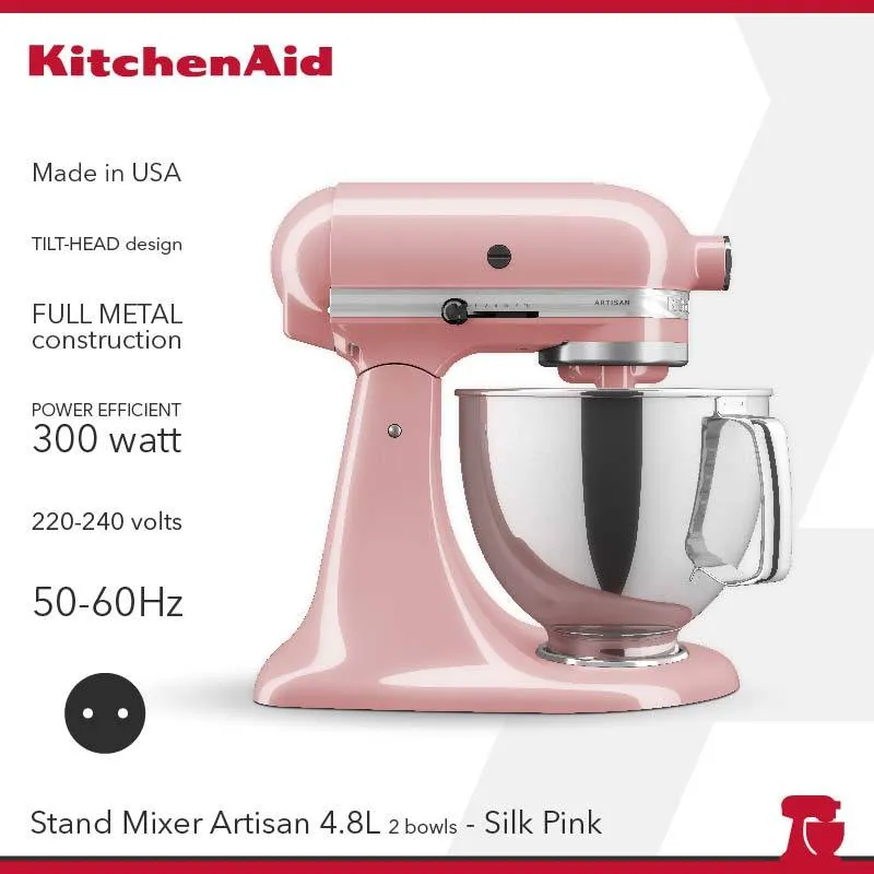 KitchenAid Stand Mixer Artisan 4.8 L Silk Pink - 5KSM195PSNSP