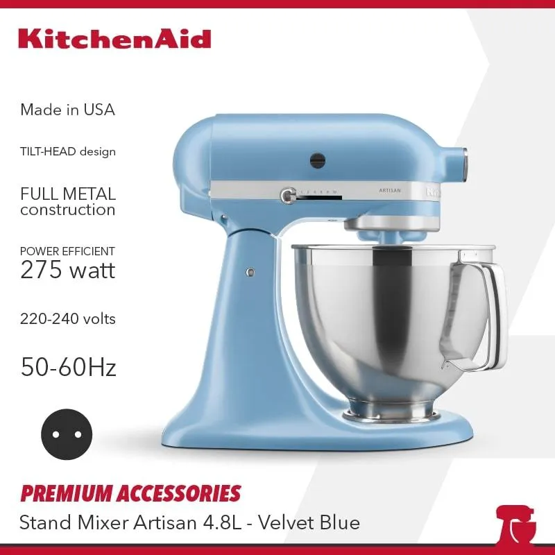 KitchenAid Stand Mixer Artisan 4.8L Velvet Blue - 5KSM195PSNVB
