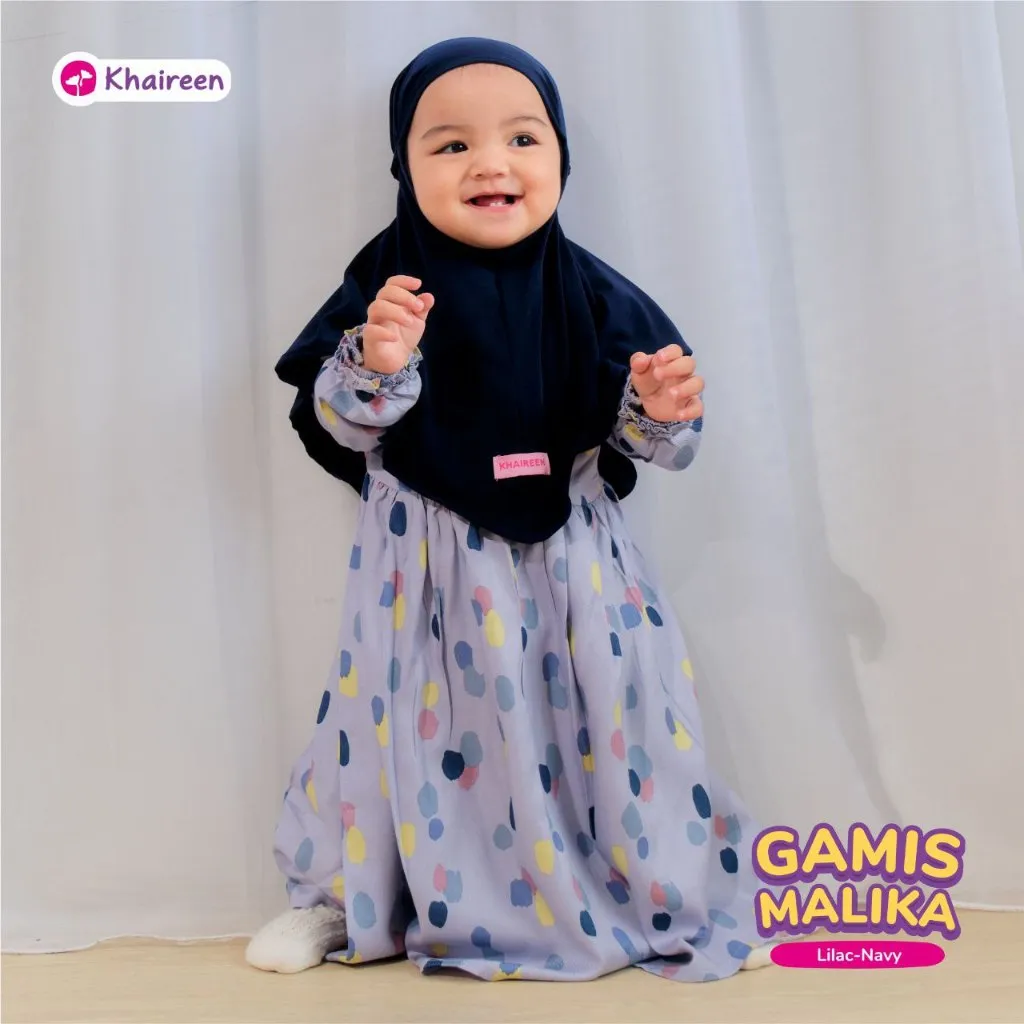 KHAIREEN Gamis Malika Kids (0-9 Tahun) Gamis Anak Set Hijab Gamis Anak Katun Gamis Anak Katun Motif 