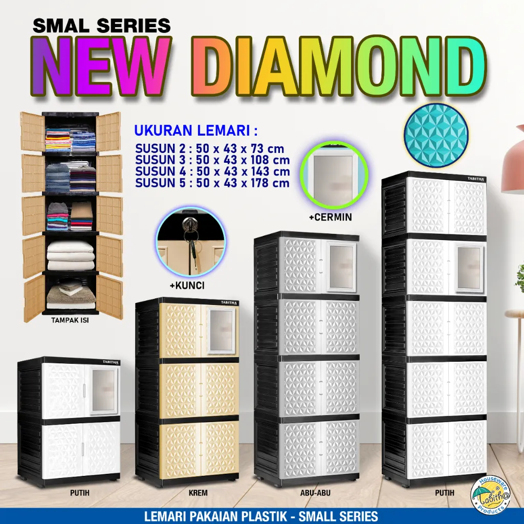 Tabitha Lemari Pakaian Plastik Mini Serbaguna Motif Minimalis - Tabitha Small Series