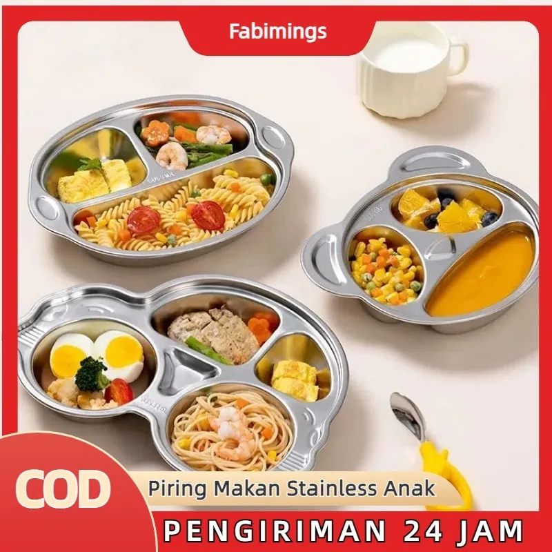 Penjualan Panas 2025 Piring Makan Stainless Anak / Piring Makan Sekat Anak SUS 304 Stainless / Piring Sekat Stainless / Piring Sekat Anak Dewasa