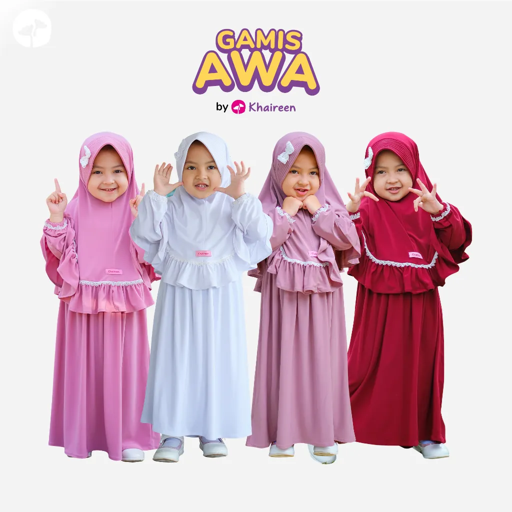 KHAIREEN Gamis Awa (0-10 Tahun ) Gamis Anak Polos Gamis Bayi Abaya Anak Baju Muslim Anak Polos