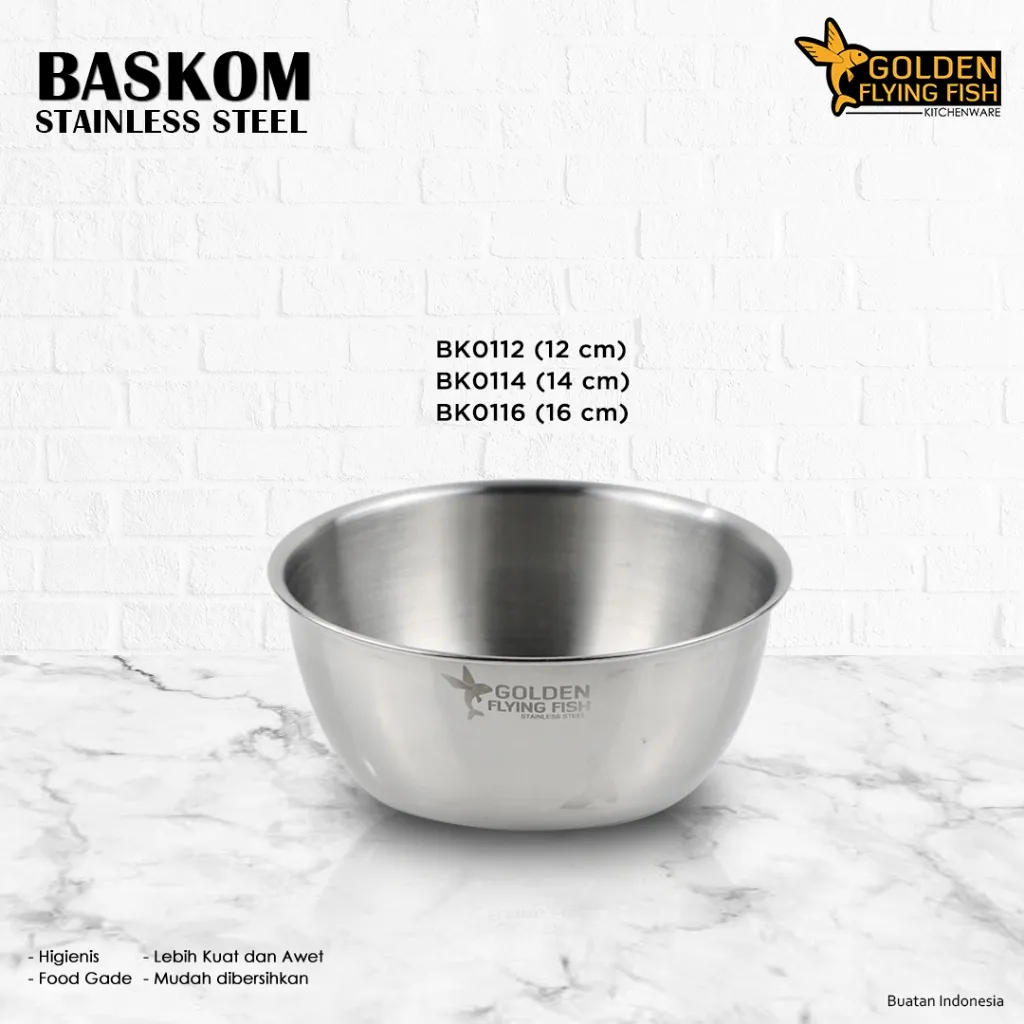 Baskom Stainless Steel 0,4 mm 12cm BK0112 - Golden Flying Fish