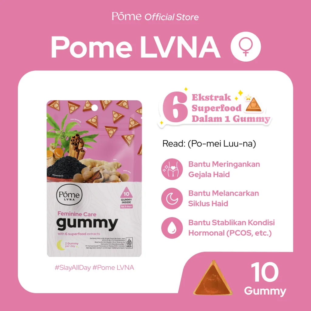 Pome LVNA 1 Sachet (10 Gummy - Feminine Care Gummy dengan 6 ekstrak superfood)