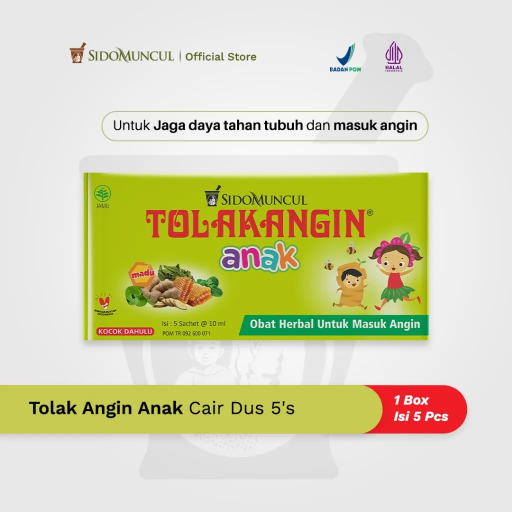 Tolak Angin Anak Cair Herbal 1 Box isi 5 Sachet - Masuk Angin Daya Tahan Tubuh