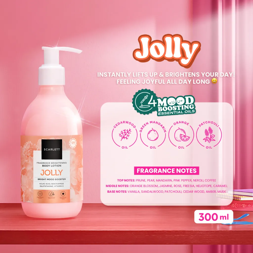Scarlett Whitening New! Fragrance Brightening Body Lotion Bright Mood Booster Jolly