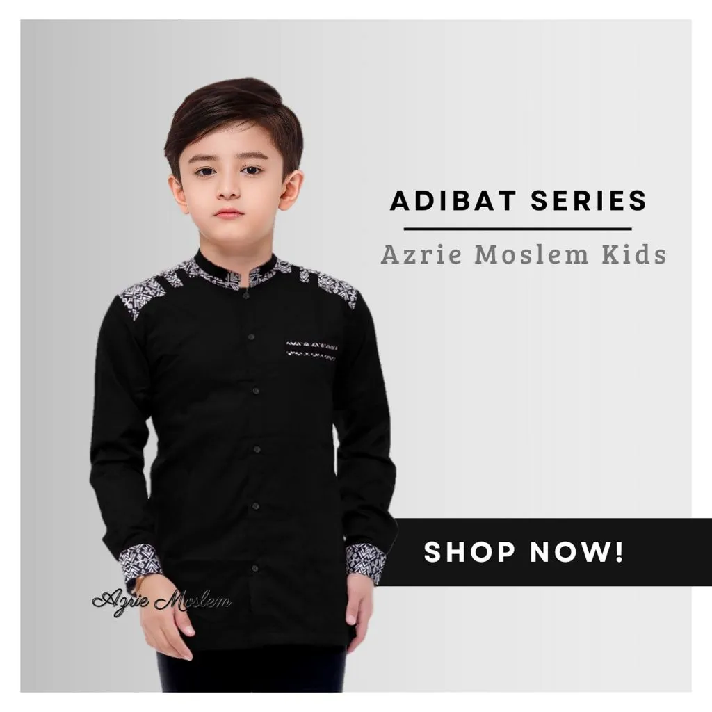 NATAYA Baju Koko Muslim Anak Laki Laki Kombinasi Batik Usia 5 - 14 Tahun Motif Adidaz Batik