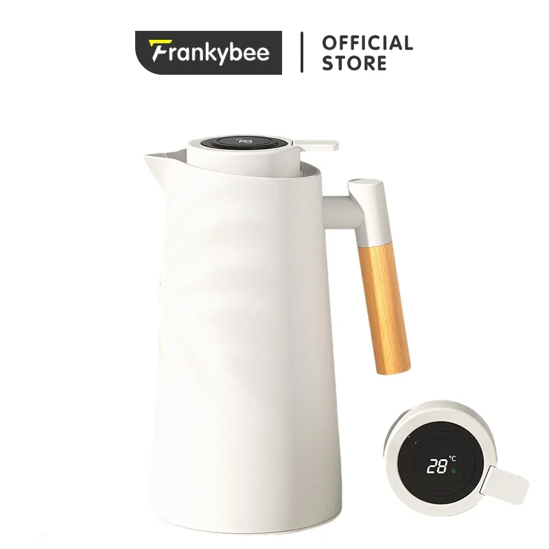 Frankybeee 1L Termos Air Panas Thermos Teko Air Panas Gagang Kayu Elegant Asthetic