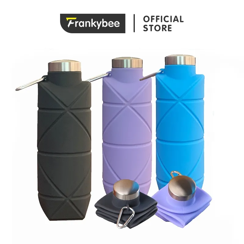 Frankybee 700ML Folding Water Bottle Outdoor Sport Compression Food Grade Silicone Bottle Foldable Water Bottle Botol Minum Lipat