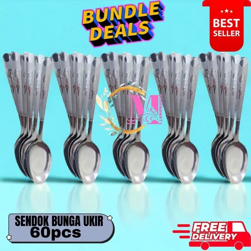 Paket bundling sendok ukir bunga 60pcs(5lusin)