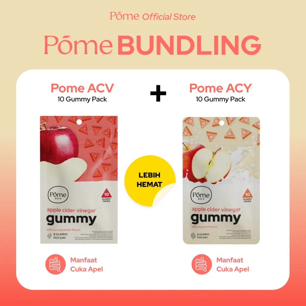 Pome Bundling LEBIH HEMAT - Pome ACV 1 Sachet + Pome ACY (Yoghurt Flavor) 1 Sachet
