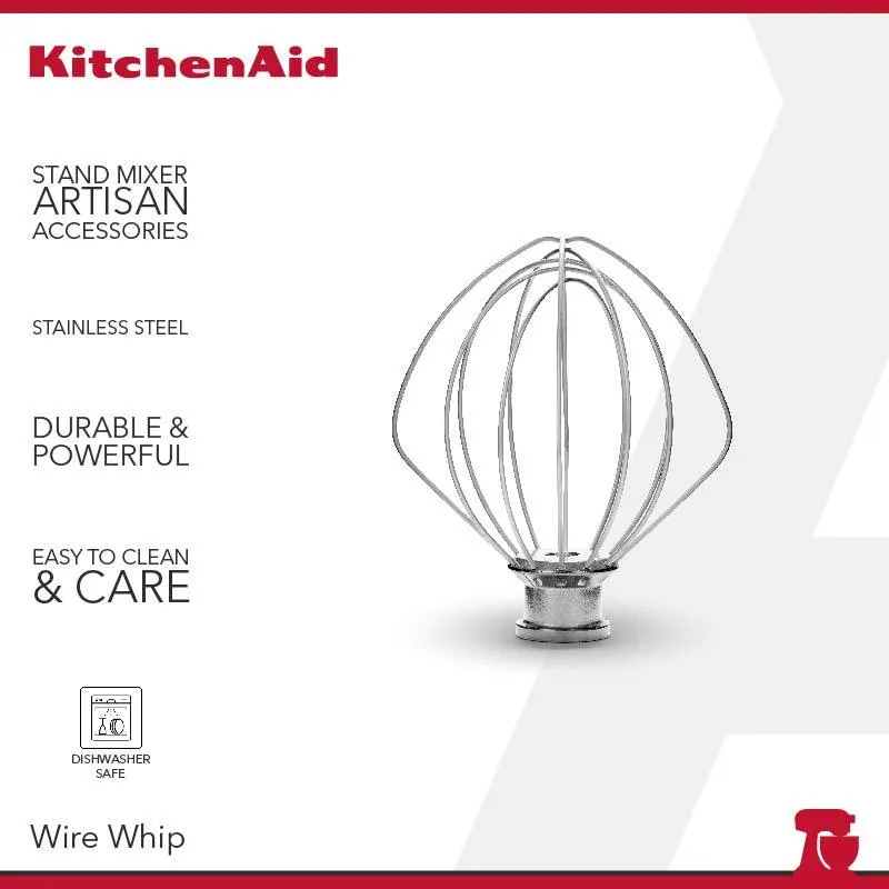 KitchenAid Accesories Wire Whip for Stand Mixer Artisan - Classic KSM150 KSM175 KSM195 K45SS - K45WW