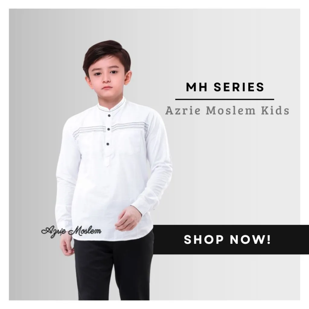 NATAYA Baju Koko Anak Laki Laki Muslim Lengan Panjang Motif Bordir Garis Dada Model MH Exclusive