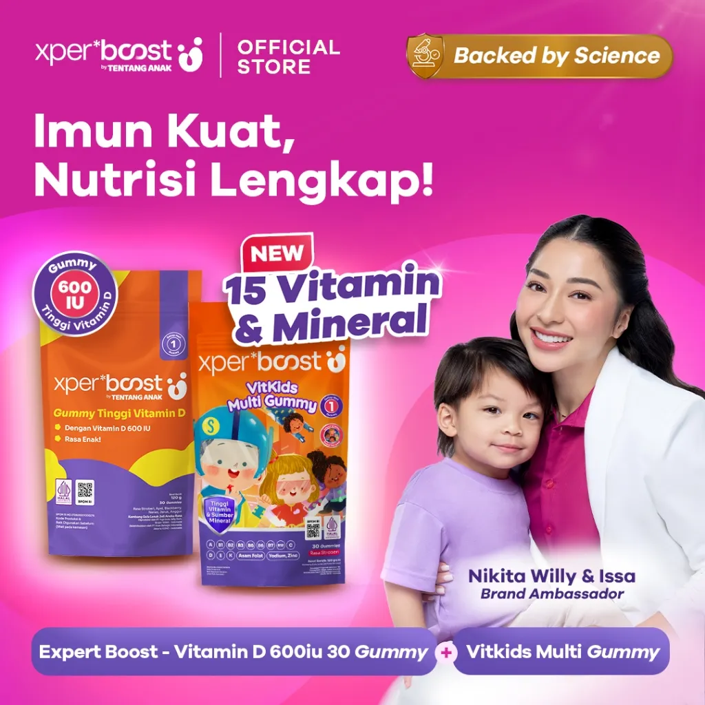 Expert Boost - Vitamin D 600IU 30 Gummy + Vitkids Multi Gummy 30pcs - Vitamin Anak