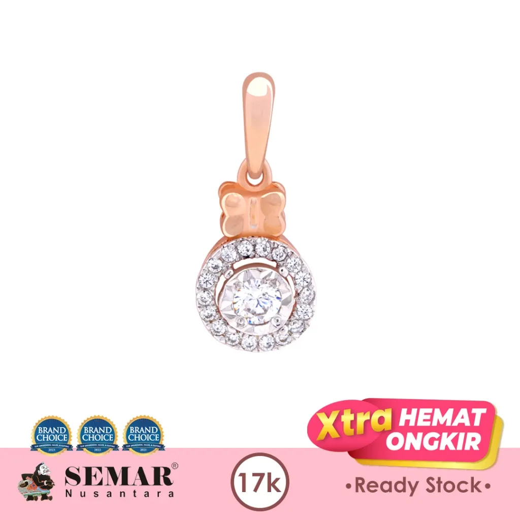 Liontin Emas Liona Rose White Pendant Gold 17K Semar Nusantara