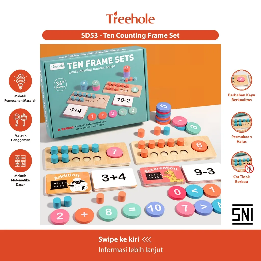 Beringin Toys - Ten Counting Frame Set / Mainan Edukasi Anak Belajar Berhitung & Warna