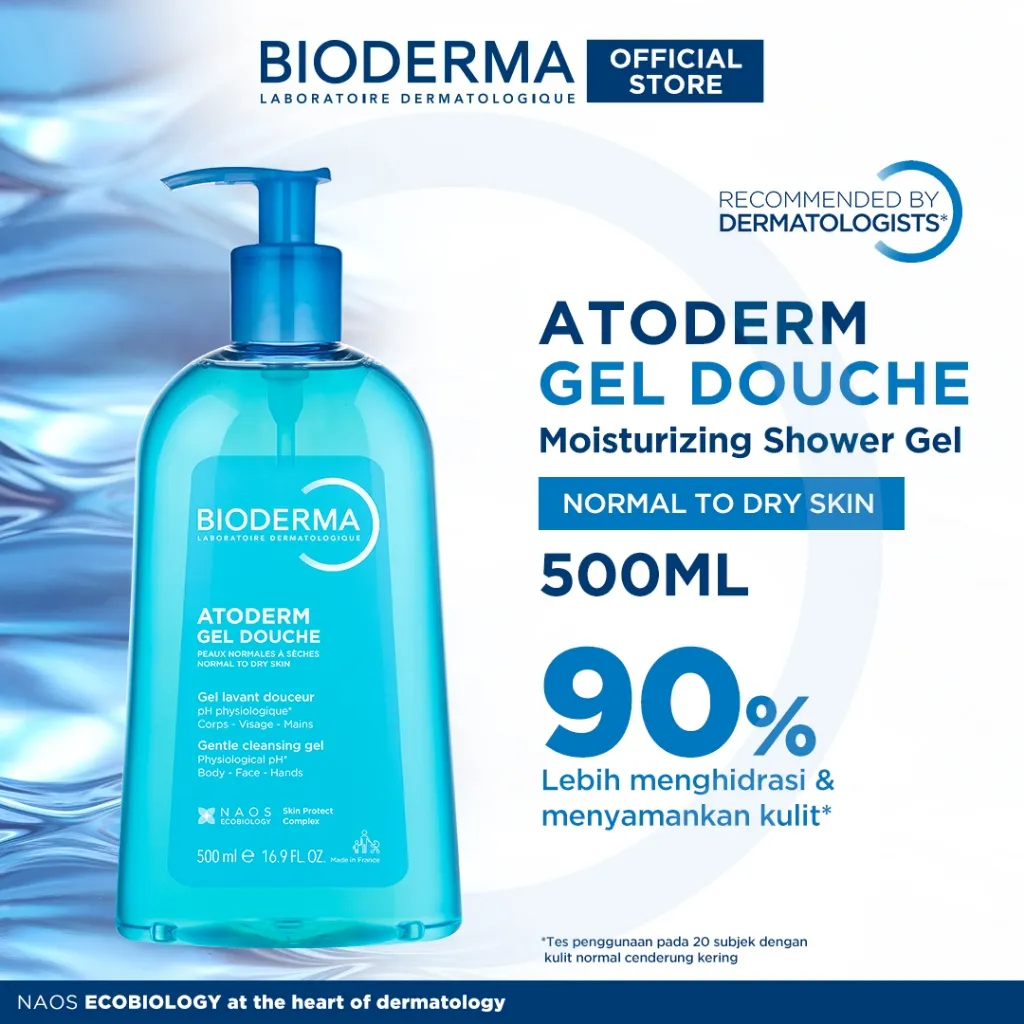 Bioderma Atoderm Gel Douche 500 ml Pump - Facial / Body Wash untuk Kulit Normal / Kering