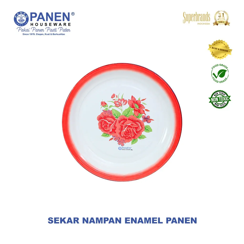 Panen Nampan Enamel Sekar Deco Ukuran 52cm 45cm 40cm / Nampan Jadul Vintage