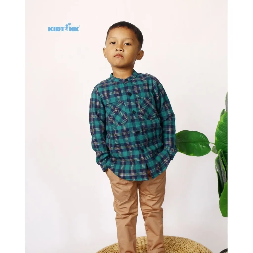 KIDTINK - Akbar Kemeja Kurta Flanel Lengan Panjang - Kemeja Anak Laki Lengan Panjang - Flanel