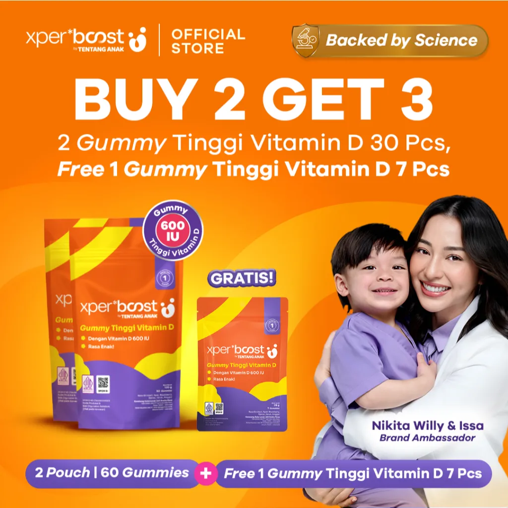 [SPECIAL BUNDLE NIKITA WILLY] Expert Boost - Paket Gummy Vitamin D 600 IU 30pcs @2pouch  + FREE 7 pcs Gummy Vitamin D 600 IU