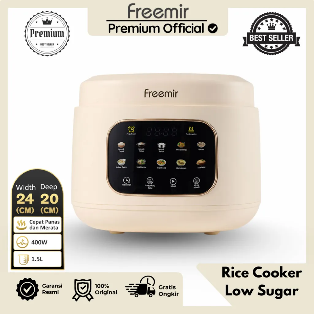 [PREMIUM] freemir Magic Com Digital Rendah Karbo Low Sugar 1.5L Serbaguna Sehat Elegan