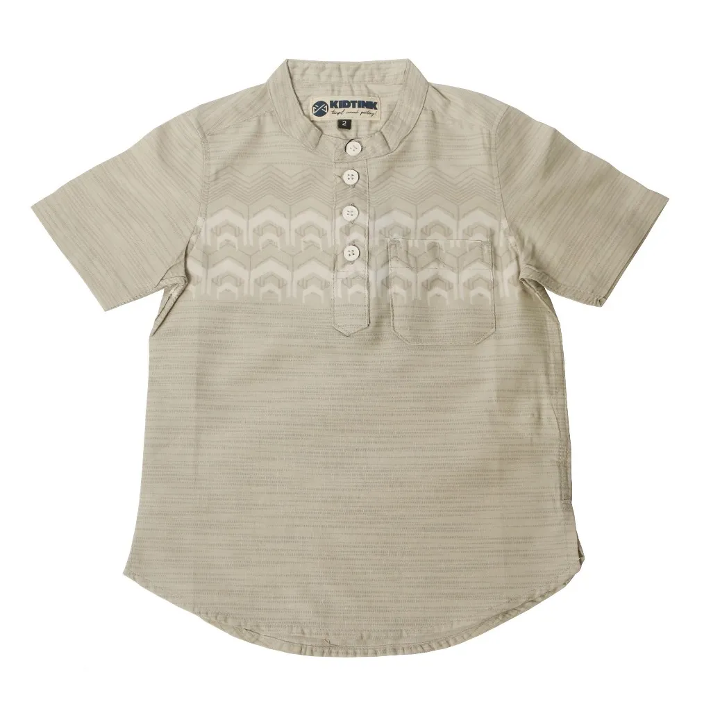 KIDTINK - Rayyan Kemeja Koko Anak Lengan Pendek Cotton Print - Kemeja Koko Anak Laki-Laki - Kemeja