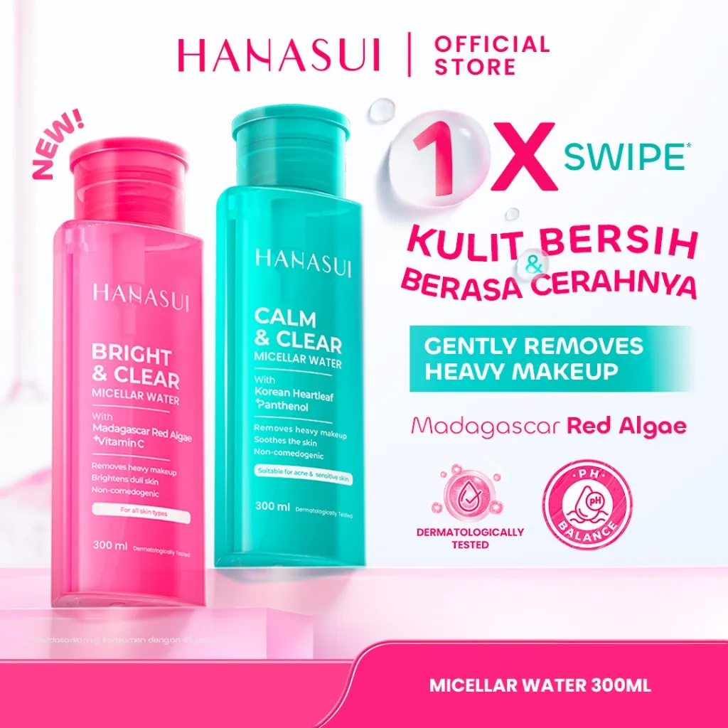 Hanasui Micellar Water Lembut untuk Kulit Sensitif 0% alcohol - Micellar Mencerahkan Vitamin C - Micellar Korean Heartleaf