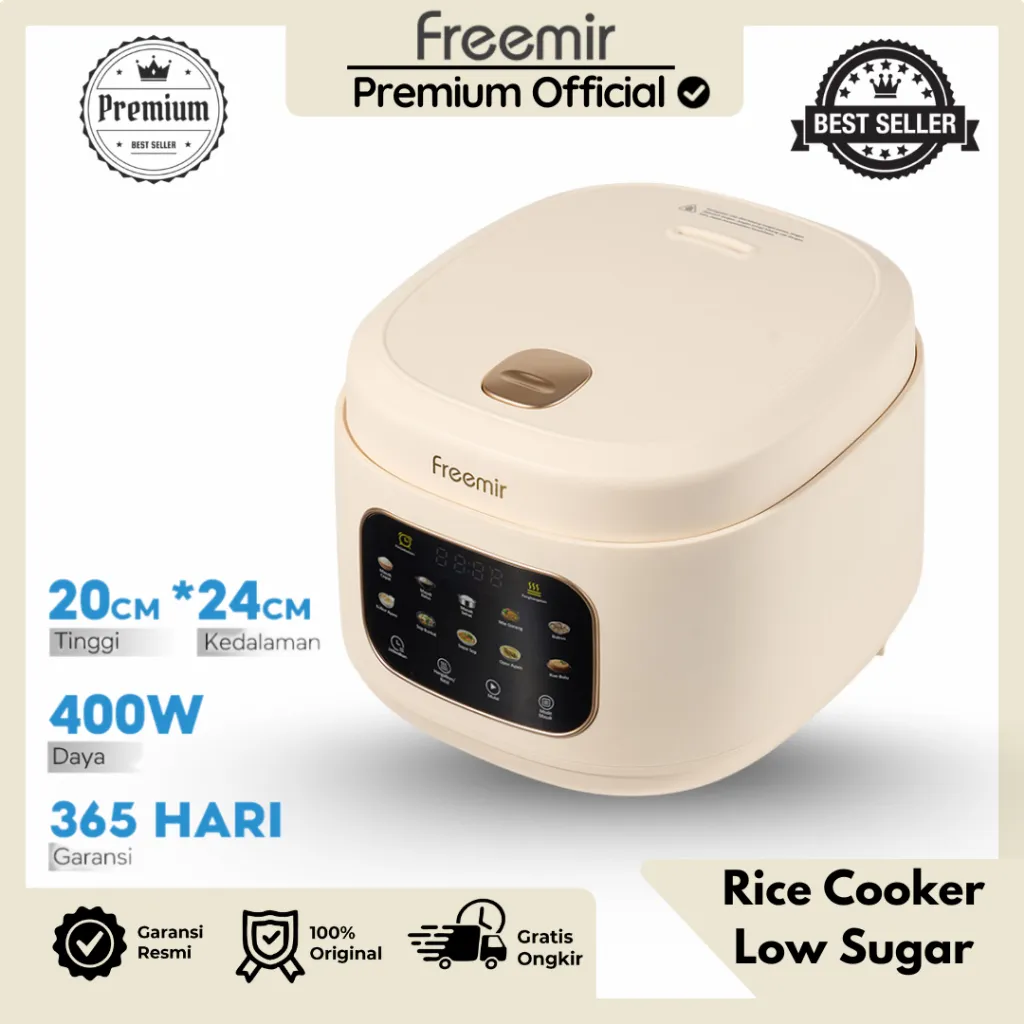 [PREMIUM] freemir Rice Cooker Digital Low Carbo Rendah Karbo 1.5L Mewah Sehat Multifungsi